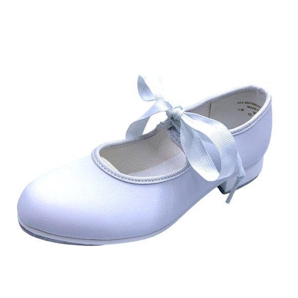 Bloch White Mary Jane Tyette Student Tap Shoes Child Size 2 Dance Recital - Picture 3 of 9